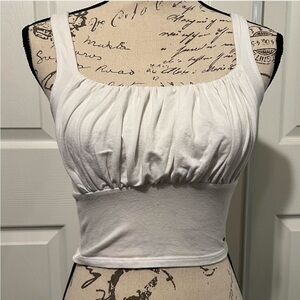 Hollister White Ruched Tank Top